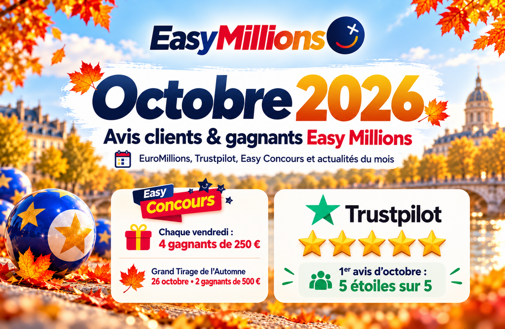 Easy Millions Avis octobre 2026 : avis clients, gagnants Easy Concours, résultats EuroMillions et actualités du mois